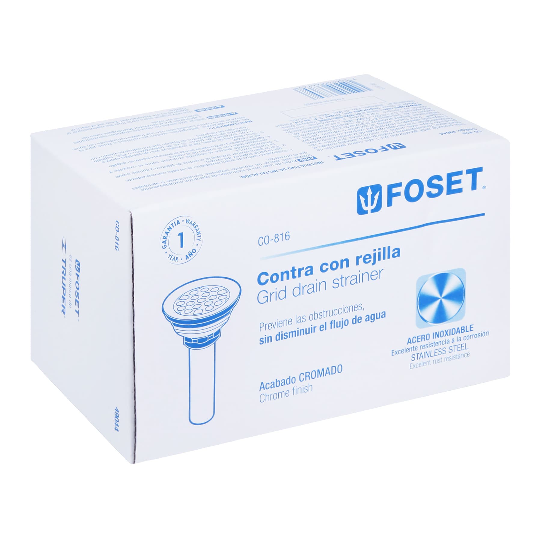 Foset CO-816 Contrarejilla de acero inoxidable, 2-1/2'