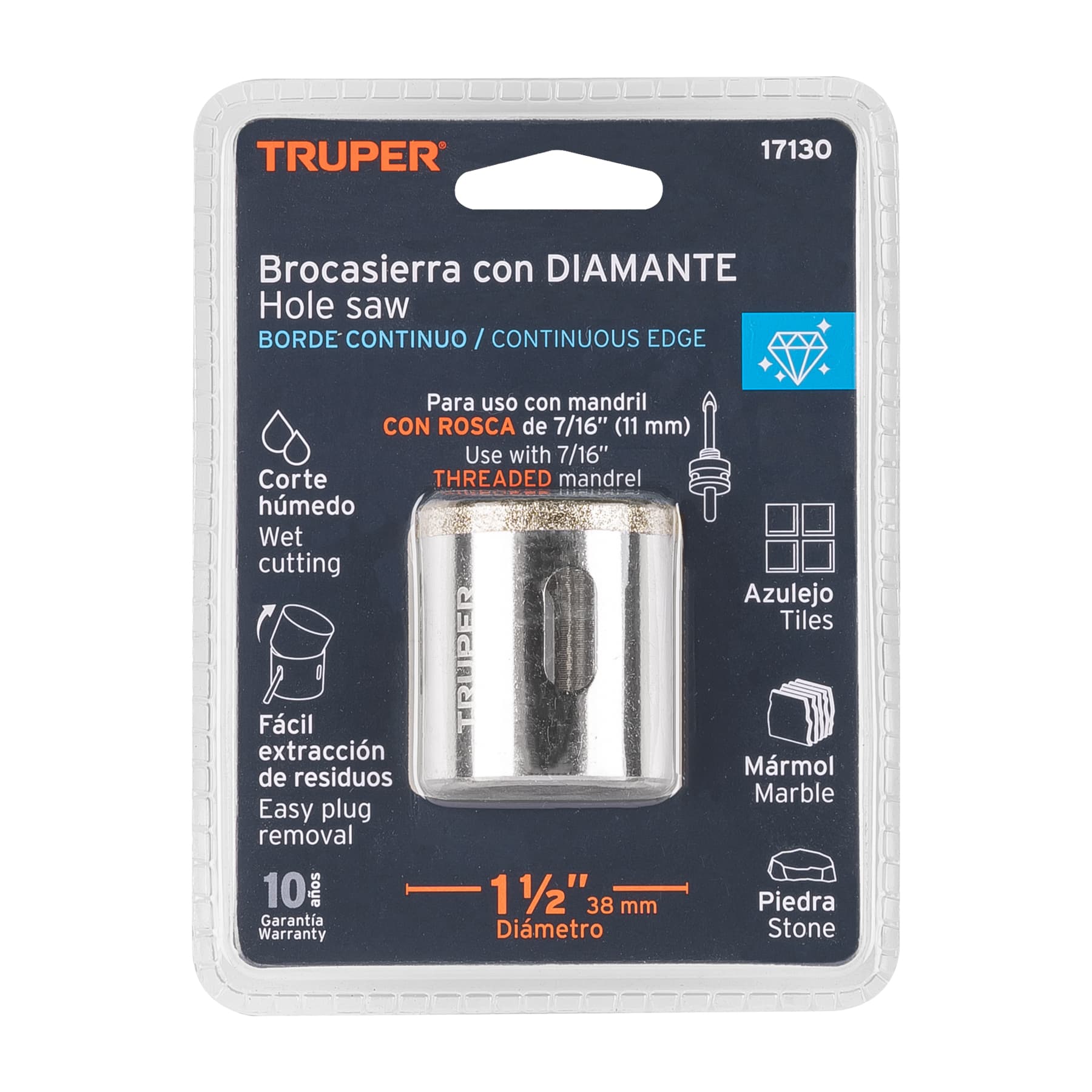 Truper COAZ-1-1/2 Brocasierra diamante 1-1/2' borde continuo
