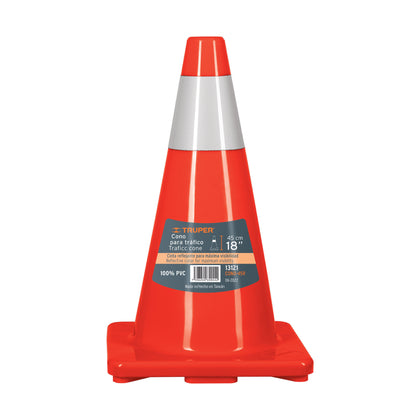 Truper CONO-45R Cono de precaución de 45 cm de PVC con reflejante