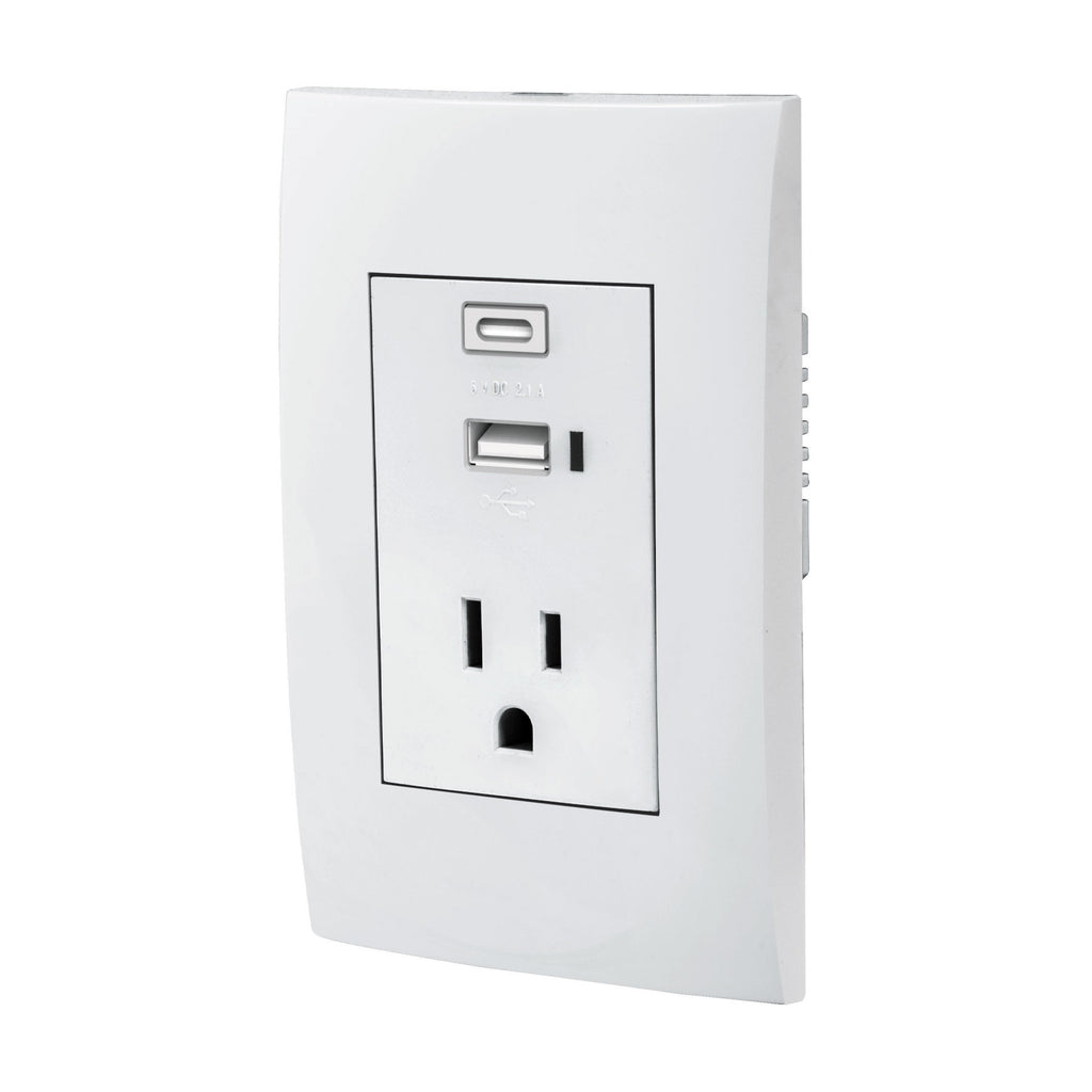 Volteck COUSB-OB Contacto 2polos + tierra con 2 puertos USB, Oslo, blanco
