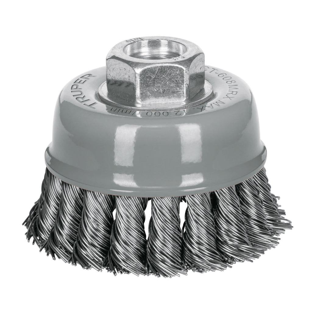 Truper CT-608MRX Carda copa 3' alambre trenzado grueso, Multi-rosca