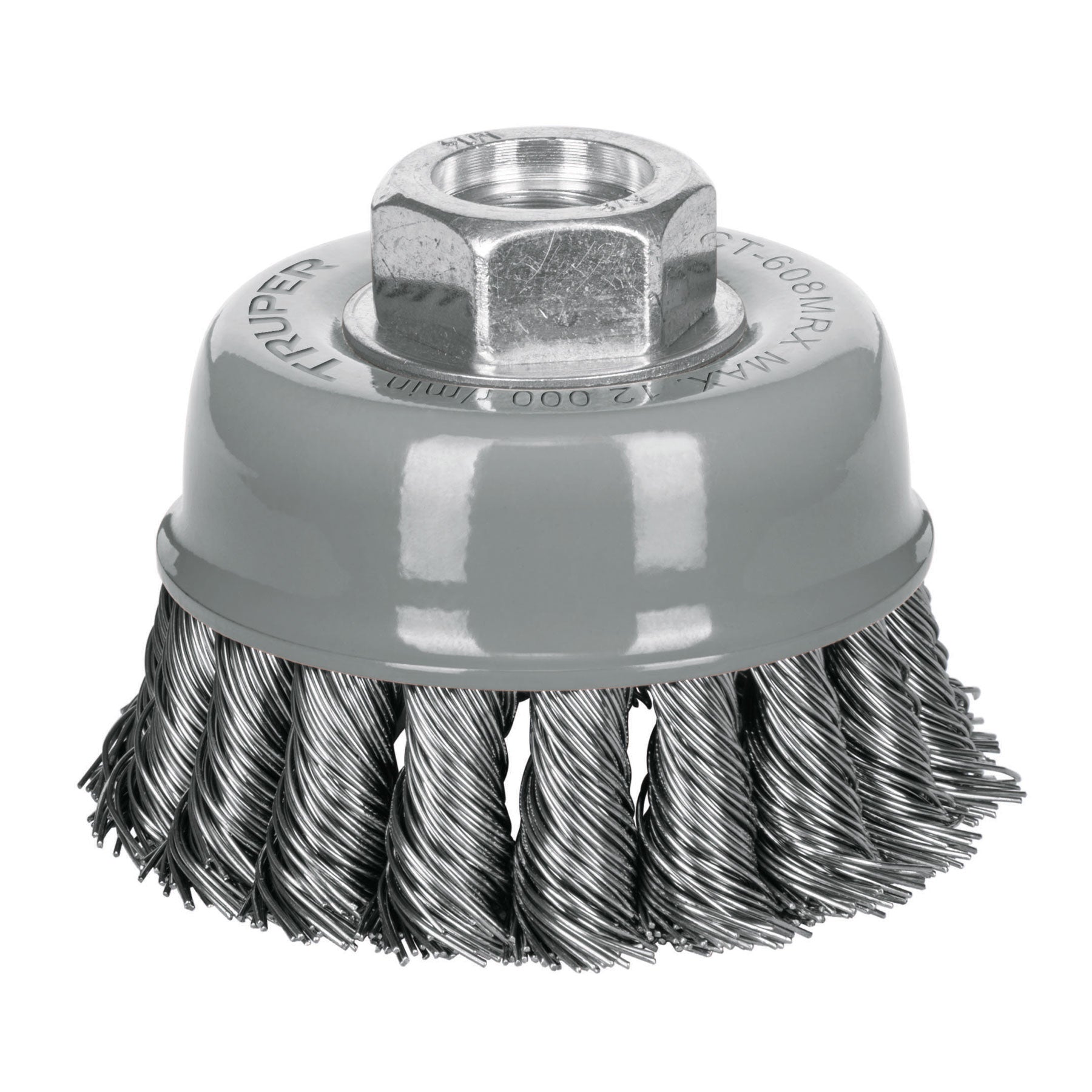 Truper CT-608MRX Carda copa 3' alambre trenzado grueso, Multi-rosca