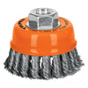 Truper CT-608X Carda copa 3' alambre trenzado grueso, eje 5/8'-11