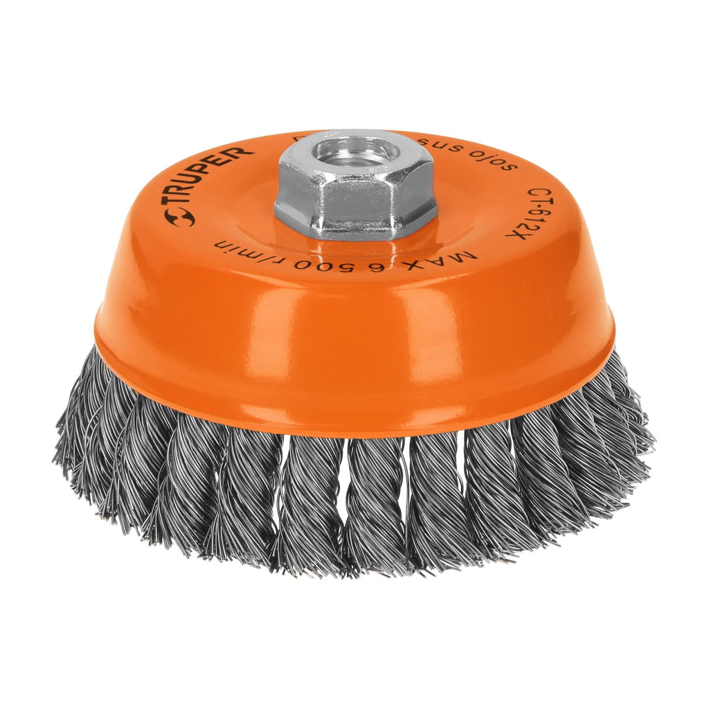Truper CT-612X Carda de copa, alambre trenzado grueso, 5' para esmeril