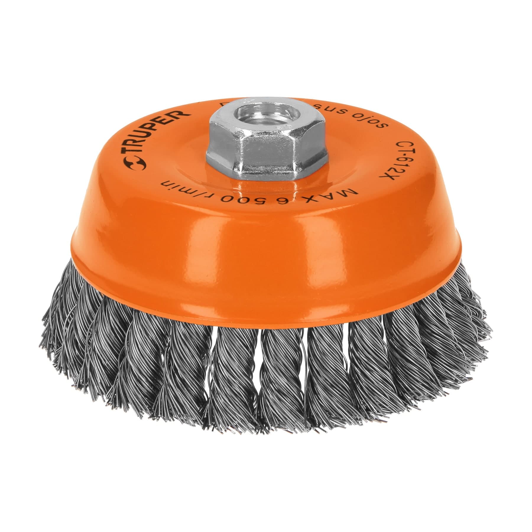 Truper CT-612X Carda de copa, alambre trenzado grueso, 5' para esmeril