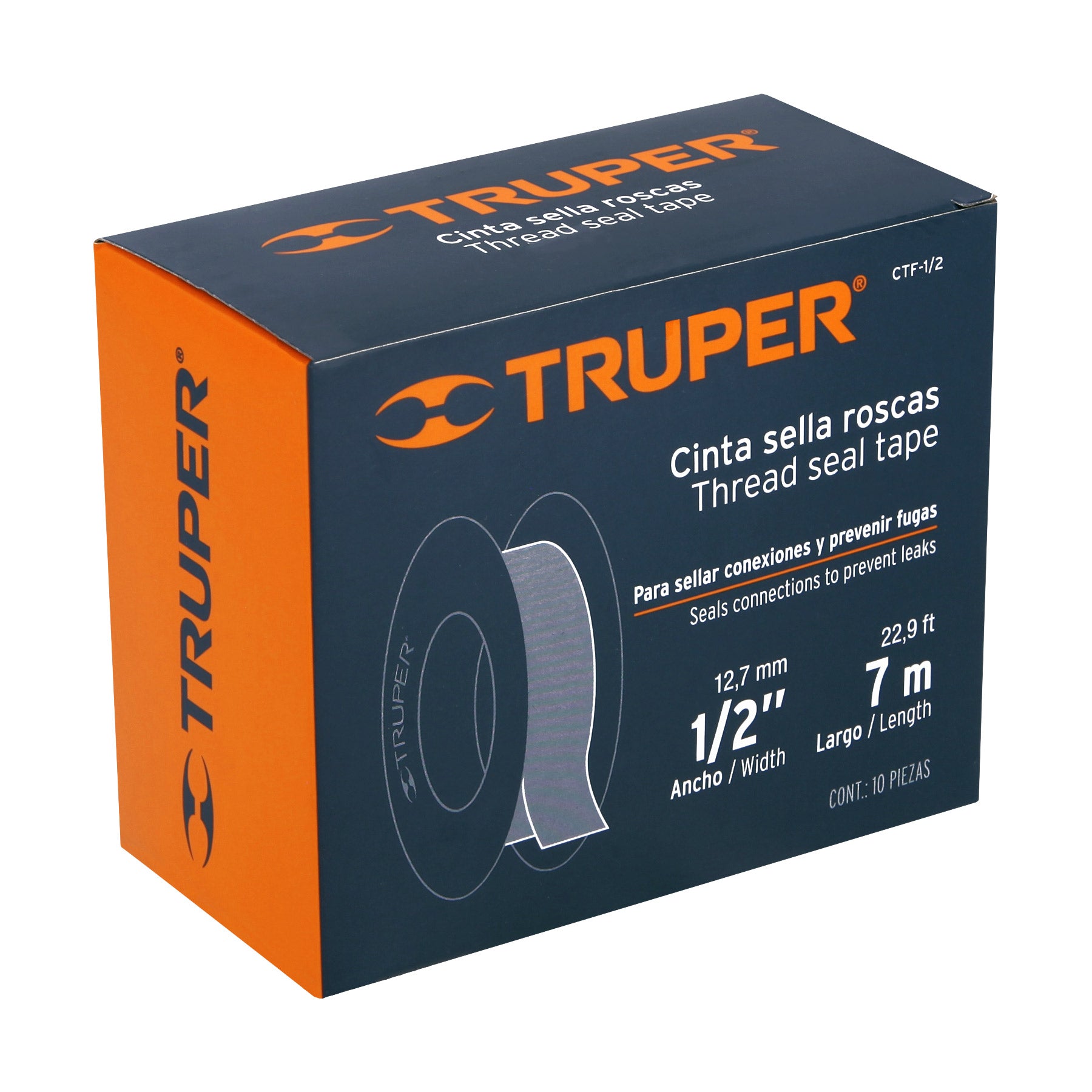 Truper CTF-1/2 Cinta sella roscas, uso general, 7 m, 1/2'