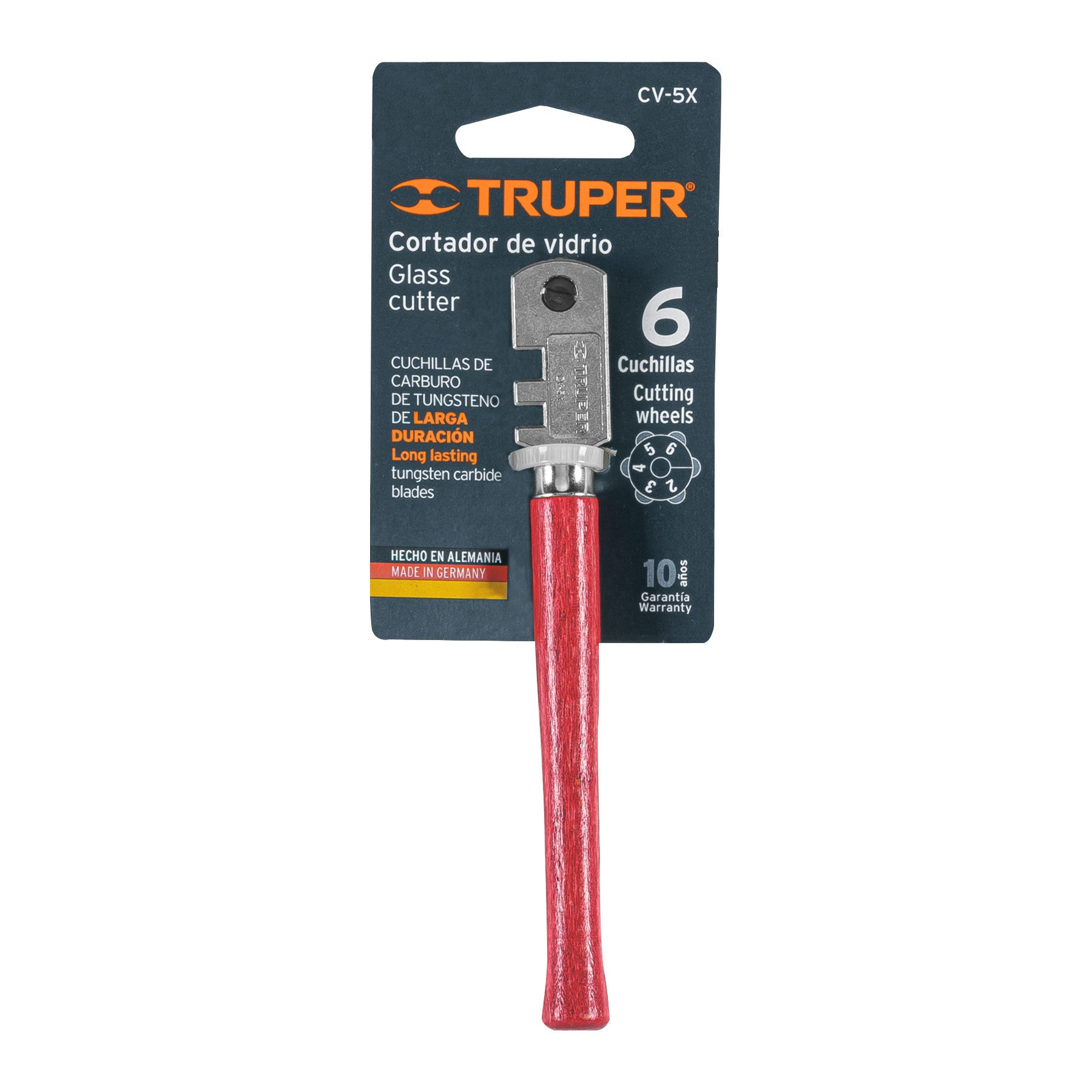 Truper CV-5X Cortador de vidrio, 5', cabeza con 6 cuchillas