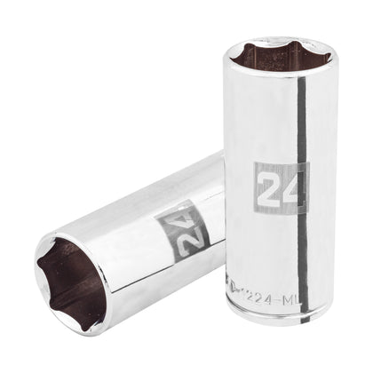 Truper D-1224-ML Dado largo de 24 mm, 6 puntas, cuadro 1/2'