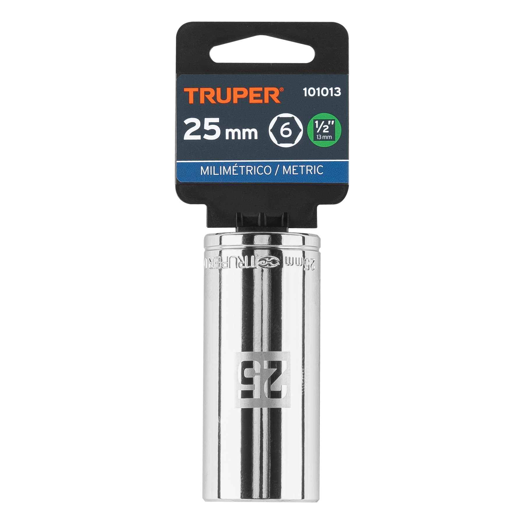 Truper D-1225-ML Dado largo de 25 mm, 6 puntas, cuadro 1/2'