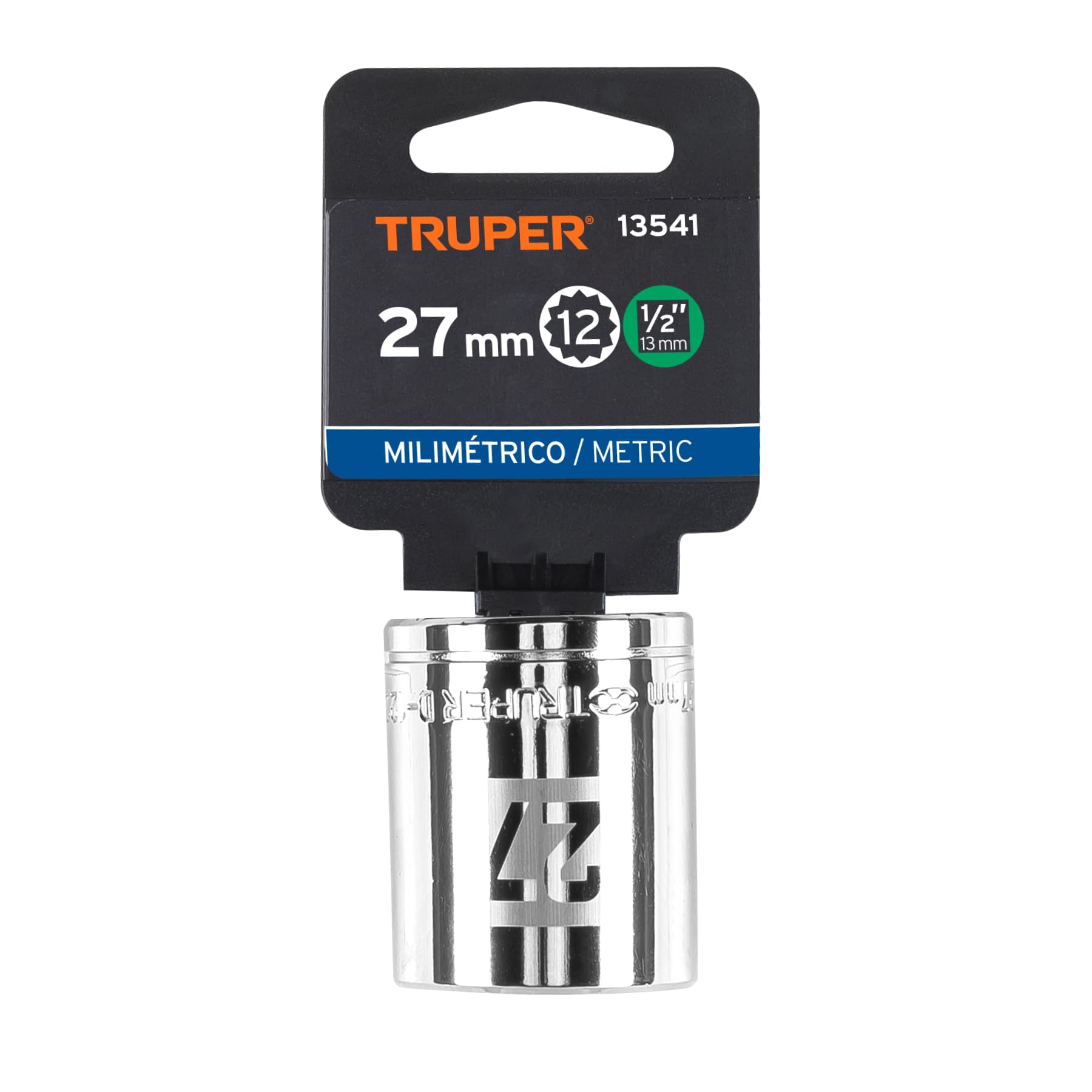 Truper D-1227-EM Dado de 27 mm, 12 puntas, cuadro 1/2'