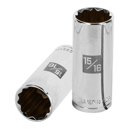 Truper D-1230-EL Dado largo de 15/16', 12 puntas, cuadro 1/2'