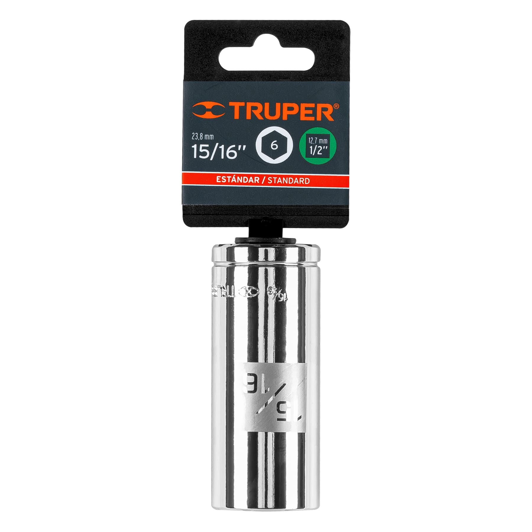 Truper D-1230-HL Dado largo de 15/16', 6 puntas, cuadro 1/2'