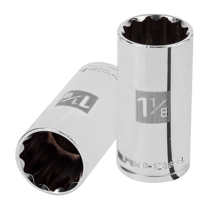 Truper D-1236-EL Dado de 12 puntas, largo, cuadro 1/2' de 1-1/8'