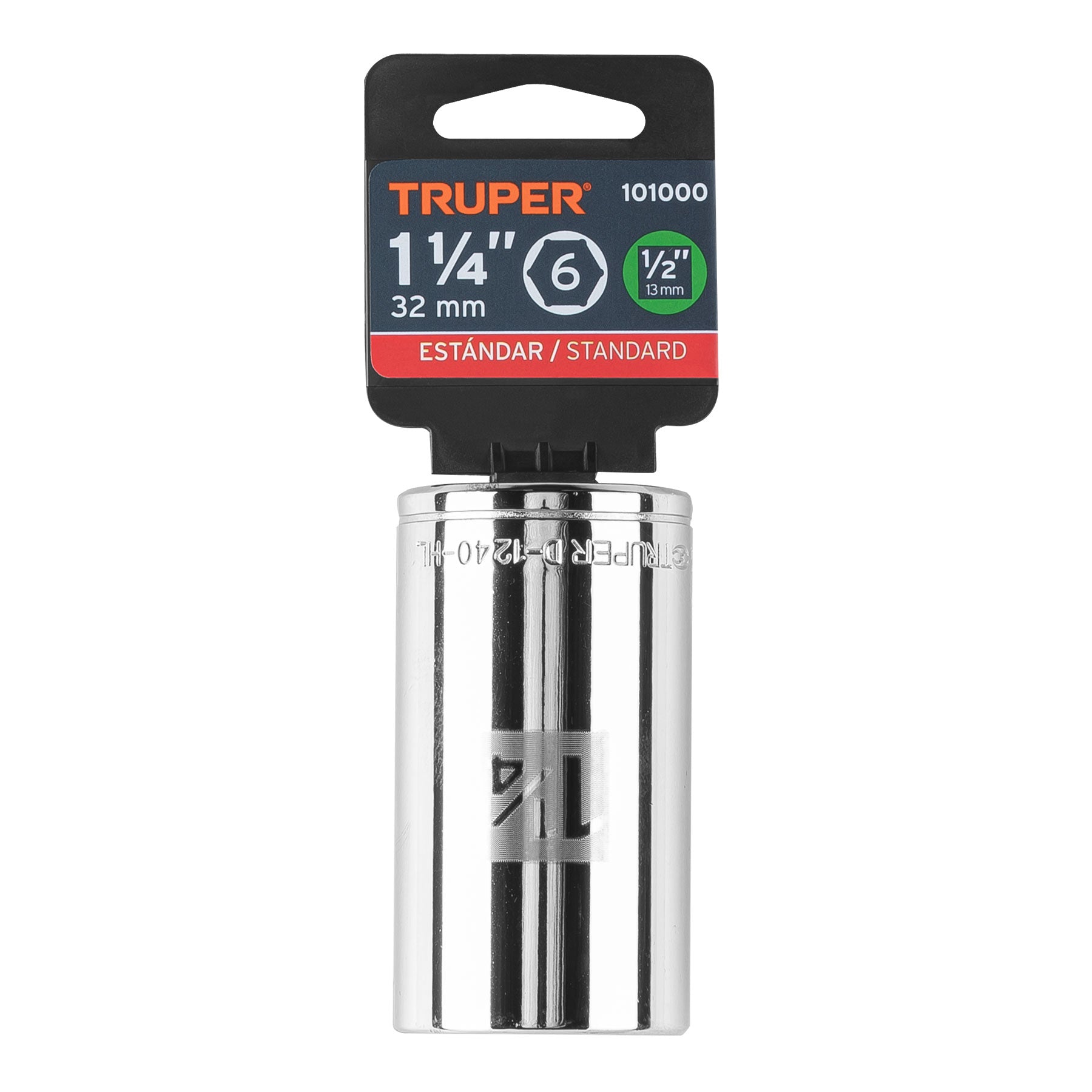 Truper D-1240-HL Dado largo de 1-1/4', 6 puntas, cuadro 1/2'
