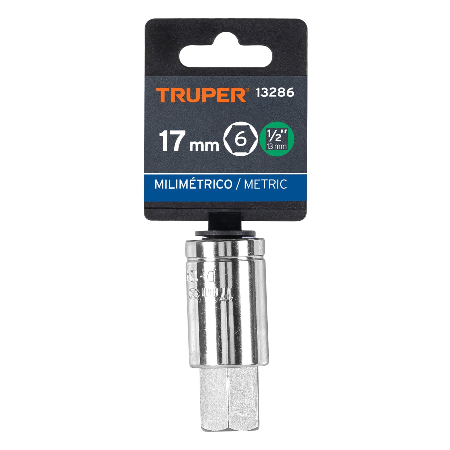 Truper D-1241-17M Dado punta hexagonal de 17 mm, cuadro 1/2'