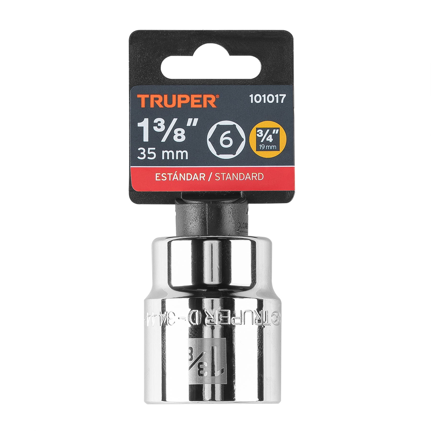 Truper D-3444-H Dado de 1-3/8', 6 puntas, cuadro 3/4'