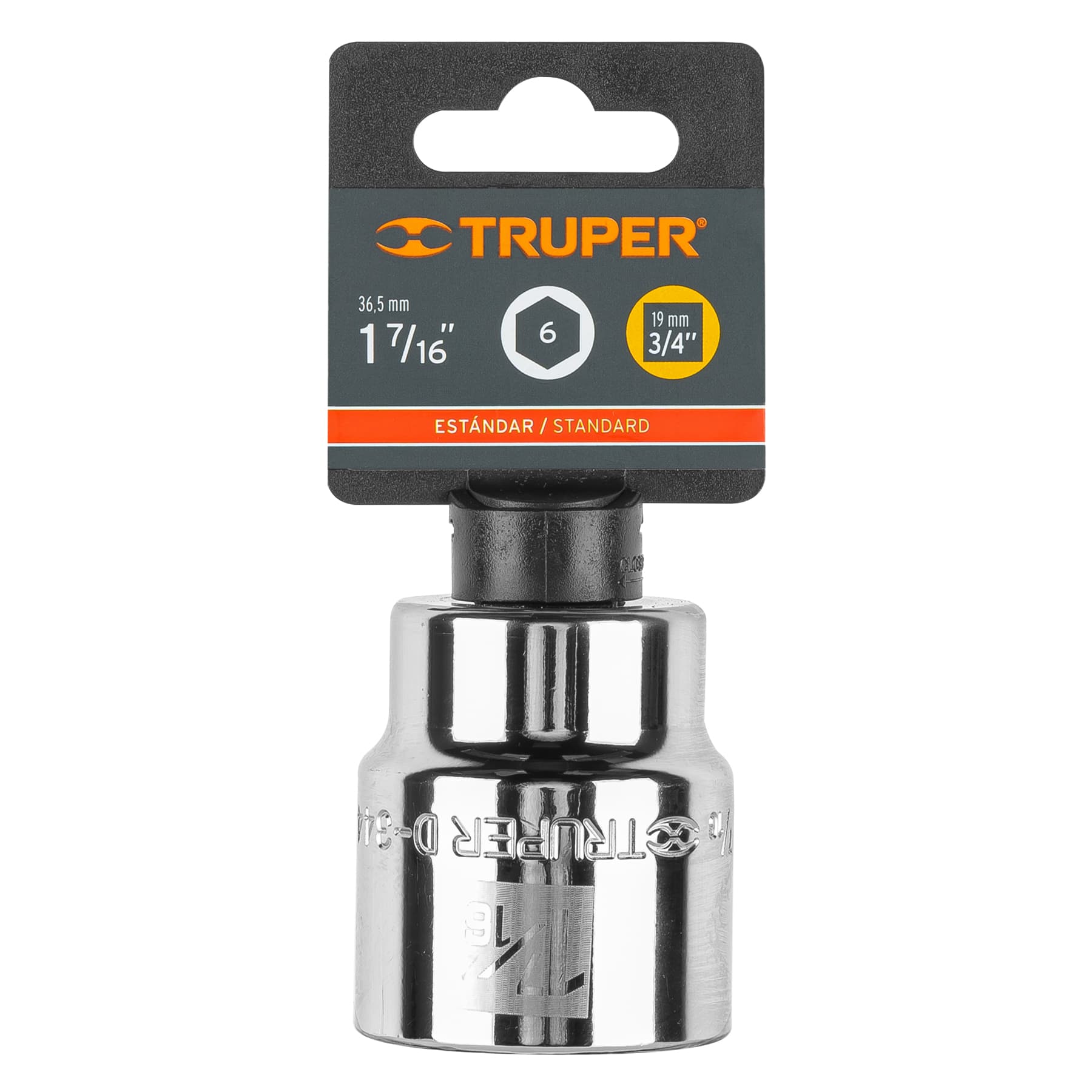 Truper D-3446-H Dado de 1-7/16', 6 puntas, cuadro 3/4'