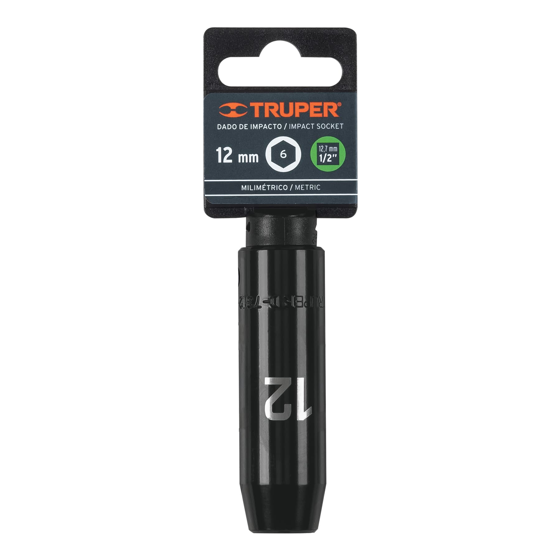 Truper D-7312-ML Dado largo cuadro 1/2' de impacto 6 puntas de 12 mm