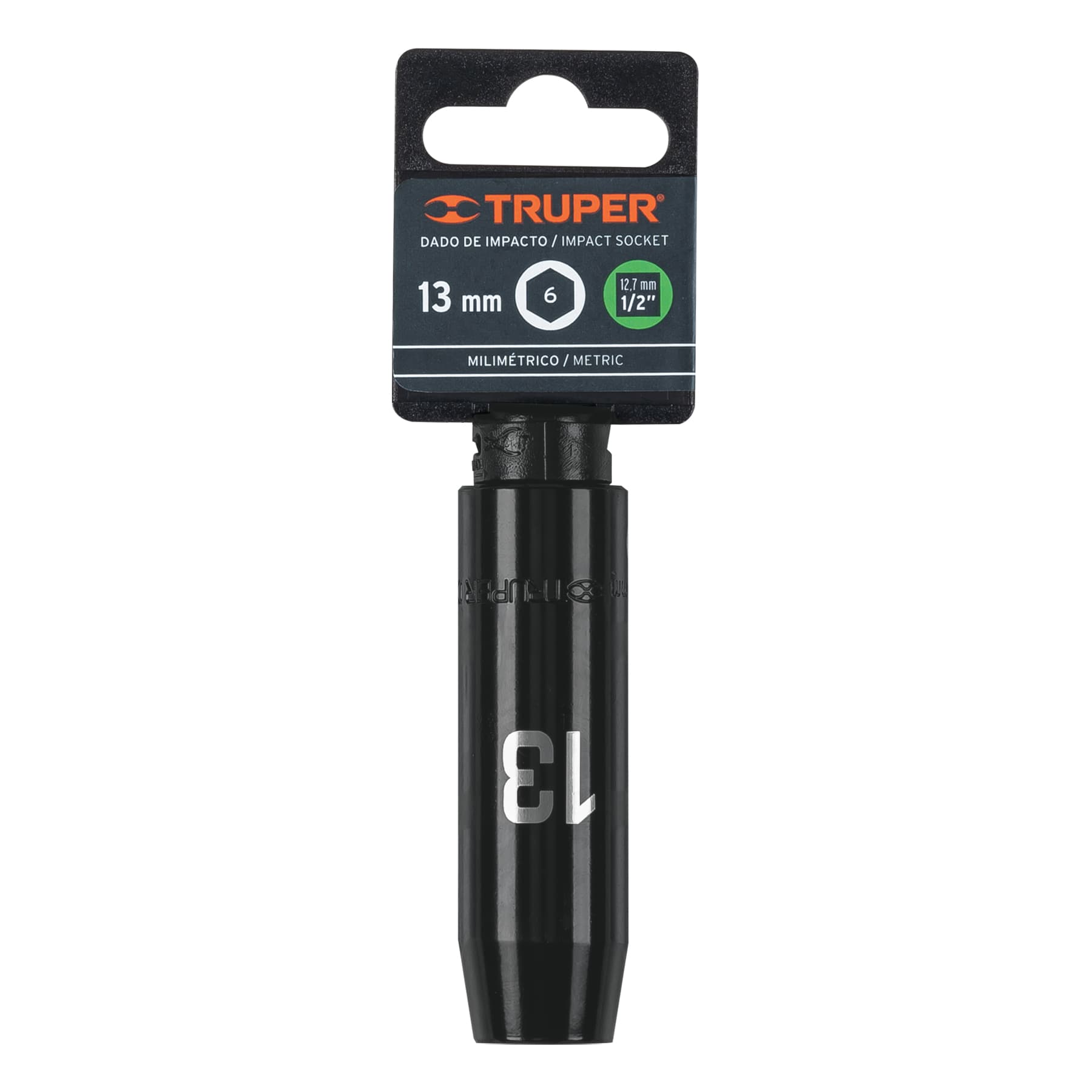 Truper D-7313-ML Dado largo cuadro 1/2' de impacto 6 puntas de 13 mm