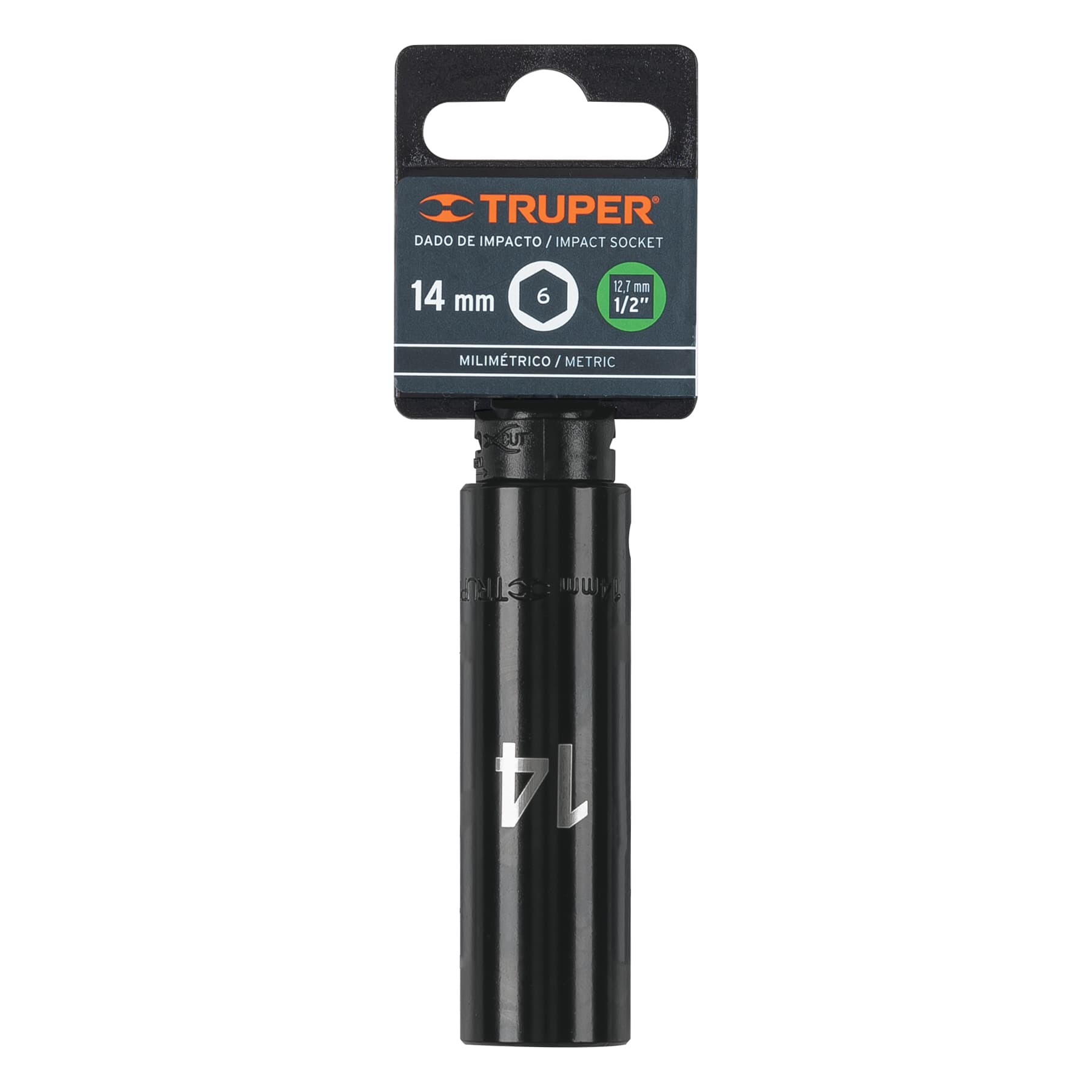 Truper D-7314-ML Dado largo cuadro 1/2' de impacto 6 puntas de 14 mm