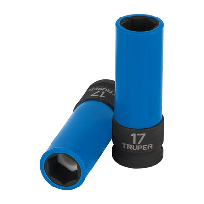 Truper D-7317-MLPD Dado largo impacto prot. plást. 17 mm, 6 puntas, cuadro 1/2'