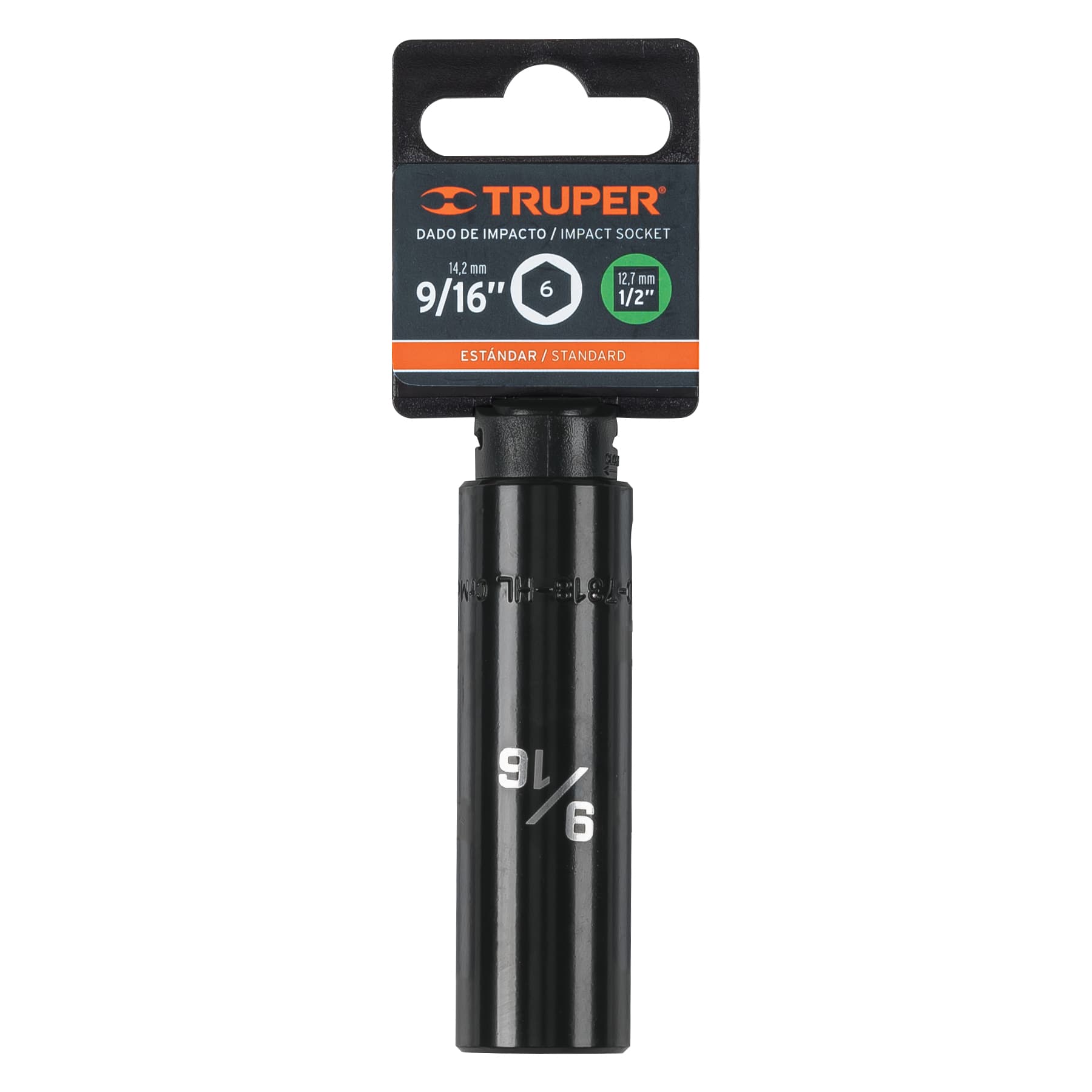 Truper D-7318-HL Dado largo impacto de 9/16', 6 puntas, cuadro 1/2'