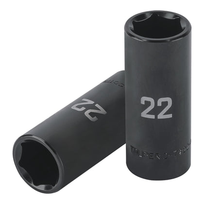 Truper D-7322-ML Dado largo impacto de 22 mm, 6 puntas, cuadro 1/2'