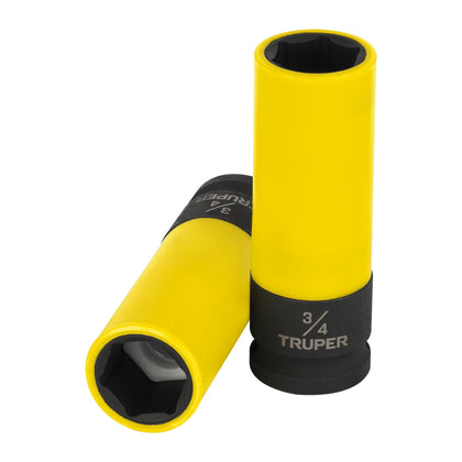 Truper D-7324-HLPD Dado largo impacto prot. plást. 3/4', 6 puntas, cuadro 1/2'