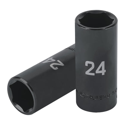 Truper D-7324-ML Dado largo impacto de 24 mm, 6 puntas, cuadro 1/2'