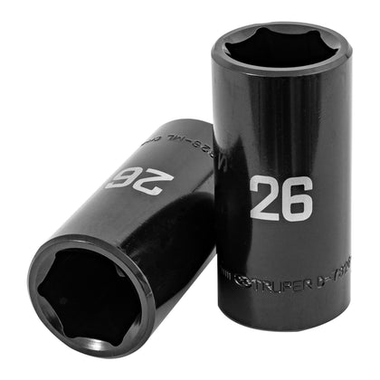 Truper D-7326-ML Dado largo impacto de 26 mm, 6 puntas, cuadro 1/2'