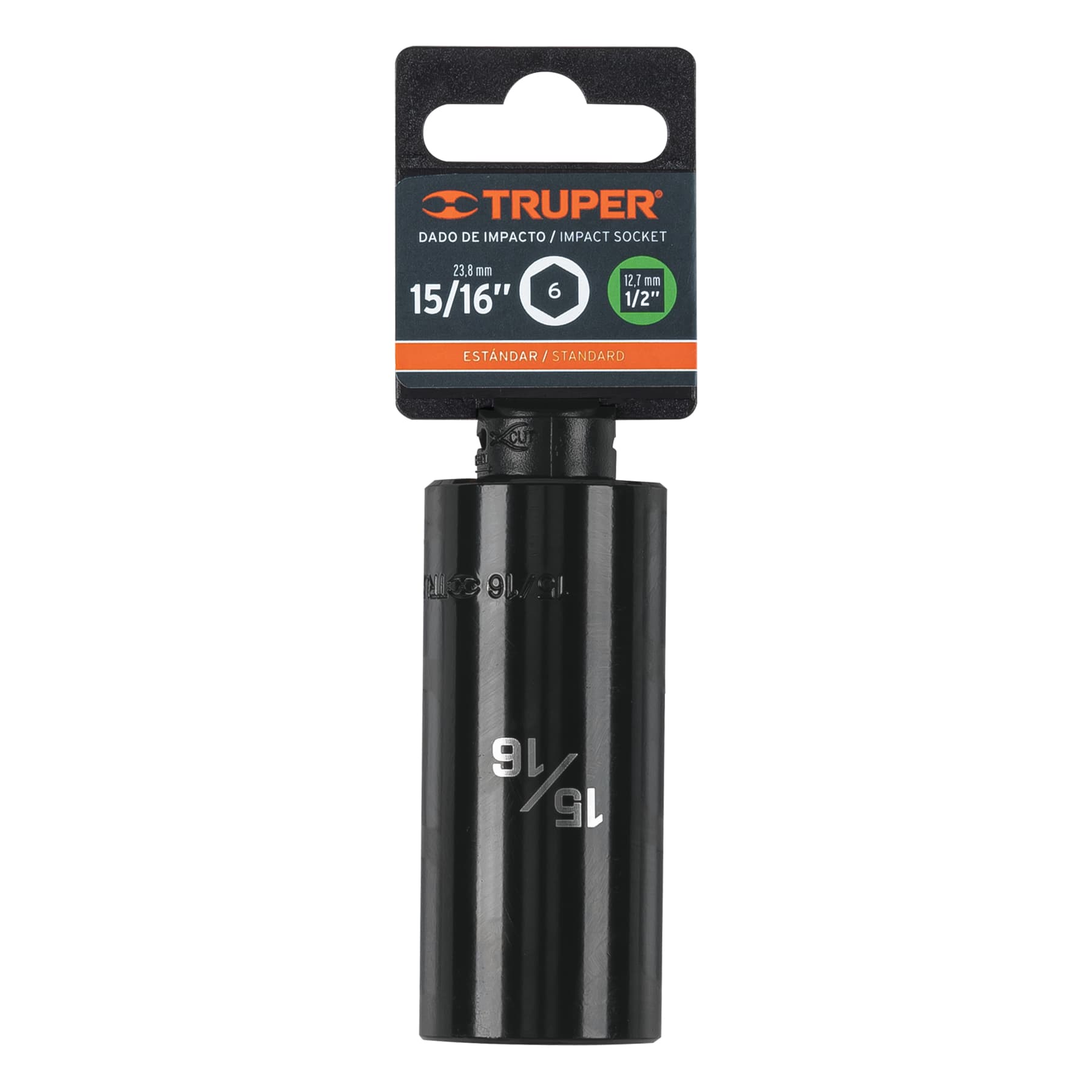 Truper D-7330-HL Dado largo impacto de 15/16', 6 puntas, cuadro 1/2'