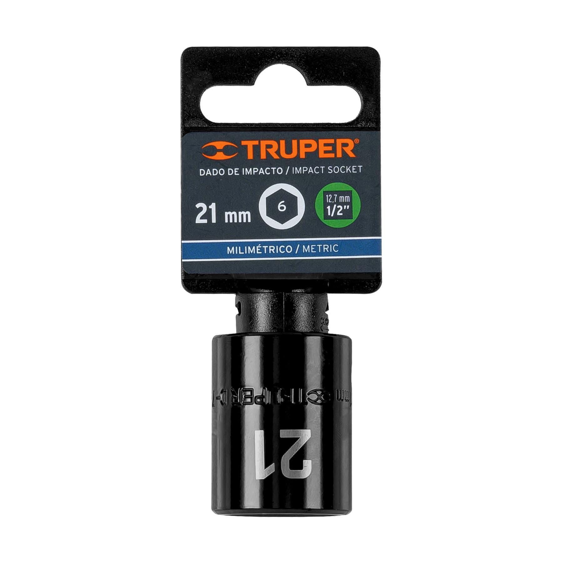 Truper D-7421-M Dado cuadro 1/2' de impacto 6 puntas de 21 mm