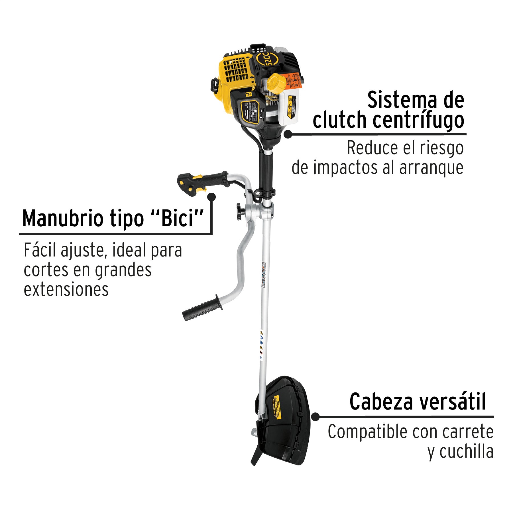DES-52P Desmalezadora a gasolina 52 cc mango tipo "bici" , Pretul
