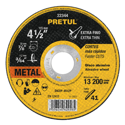 Pretul DICOF-4512P Disco Tipo 41 de 4-1/2' x 1.2 mm corte fino de metal