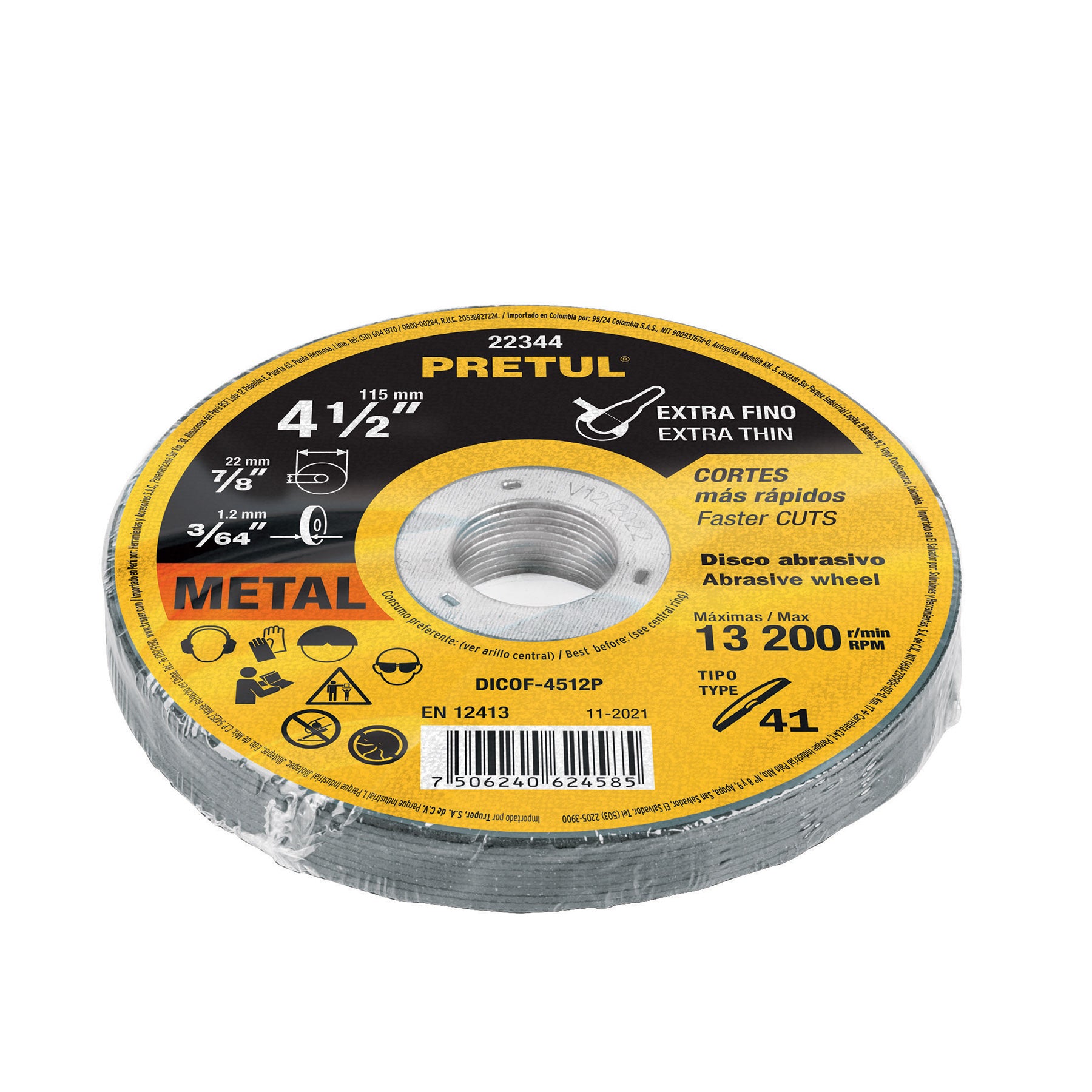 Pretul DICOF-4512P Disco Tipo 41 de 4-1/2' x 1.2 mm corte fino de metal