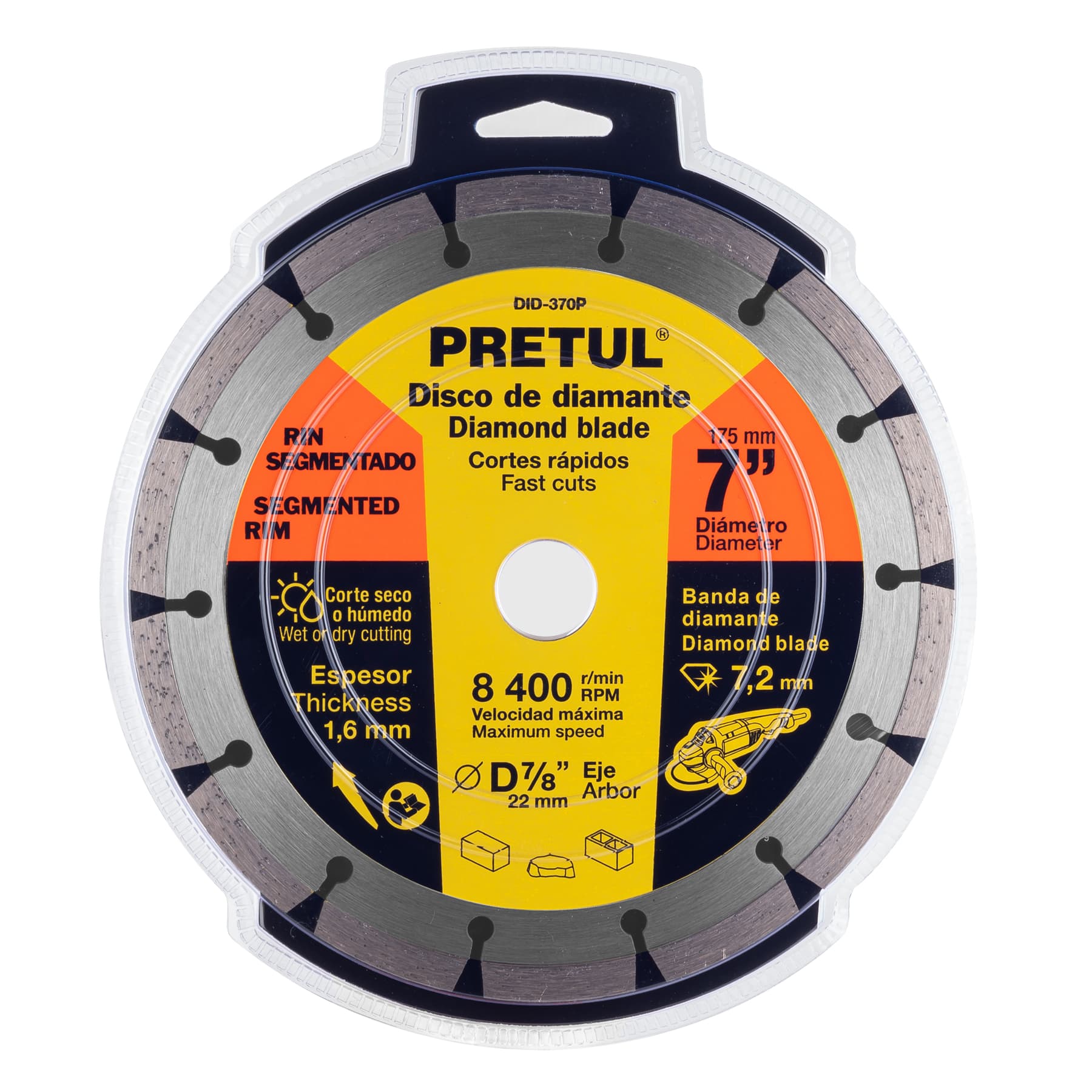 Pretul DID-370P Disco de diamante, rin segmentado, 7', Pretul