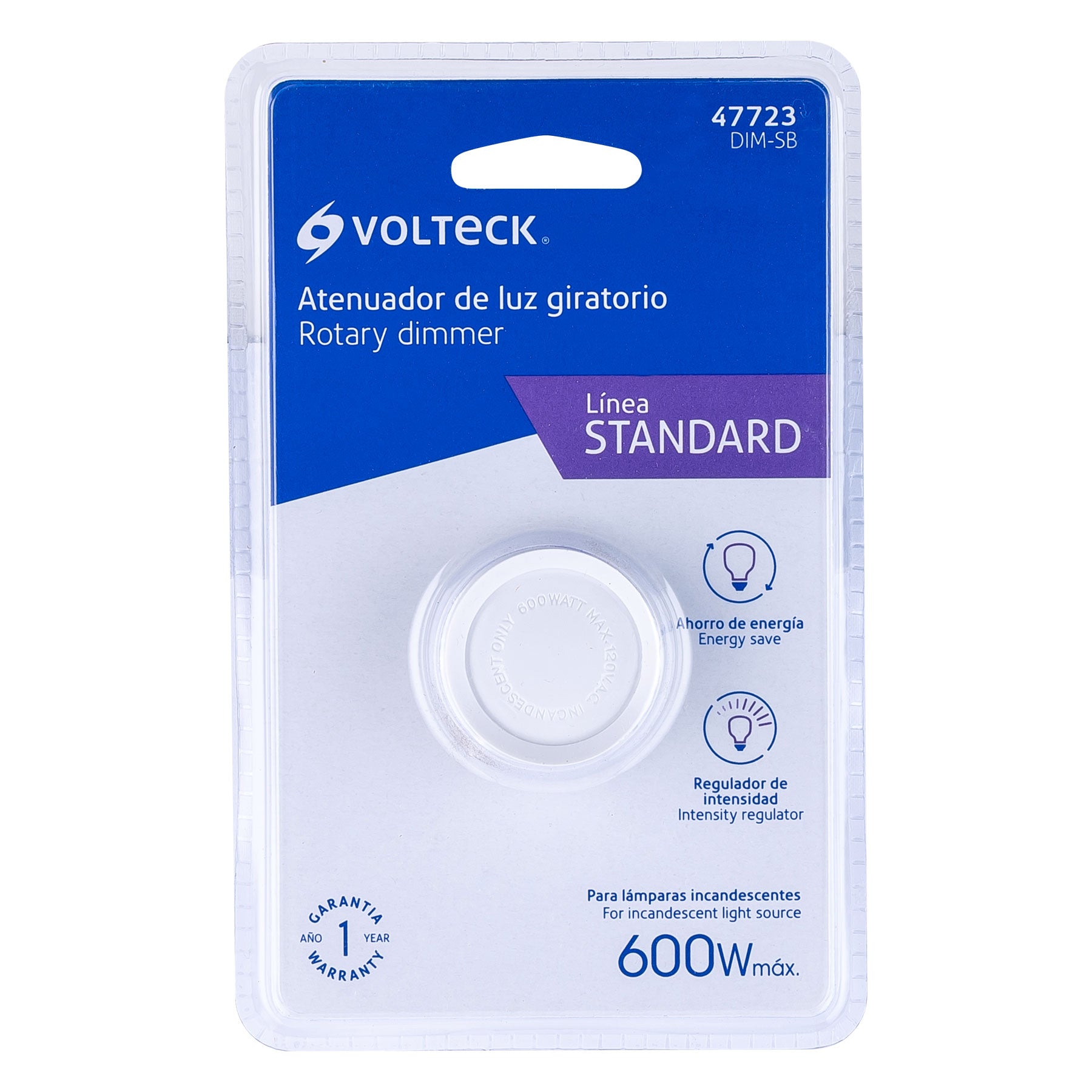 Volteck DIM-SB Atenuador de luz giratorio, Standard, blanco