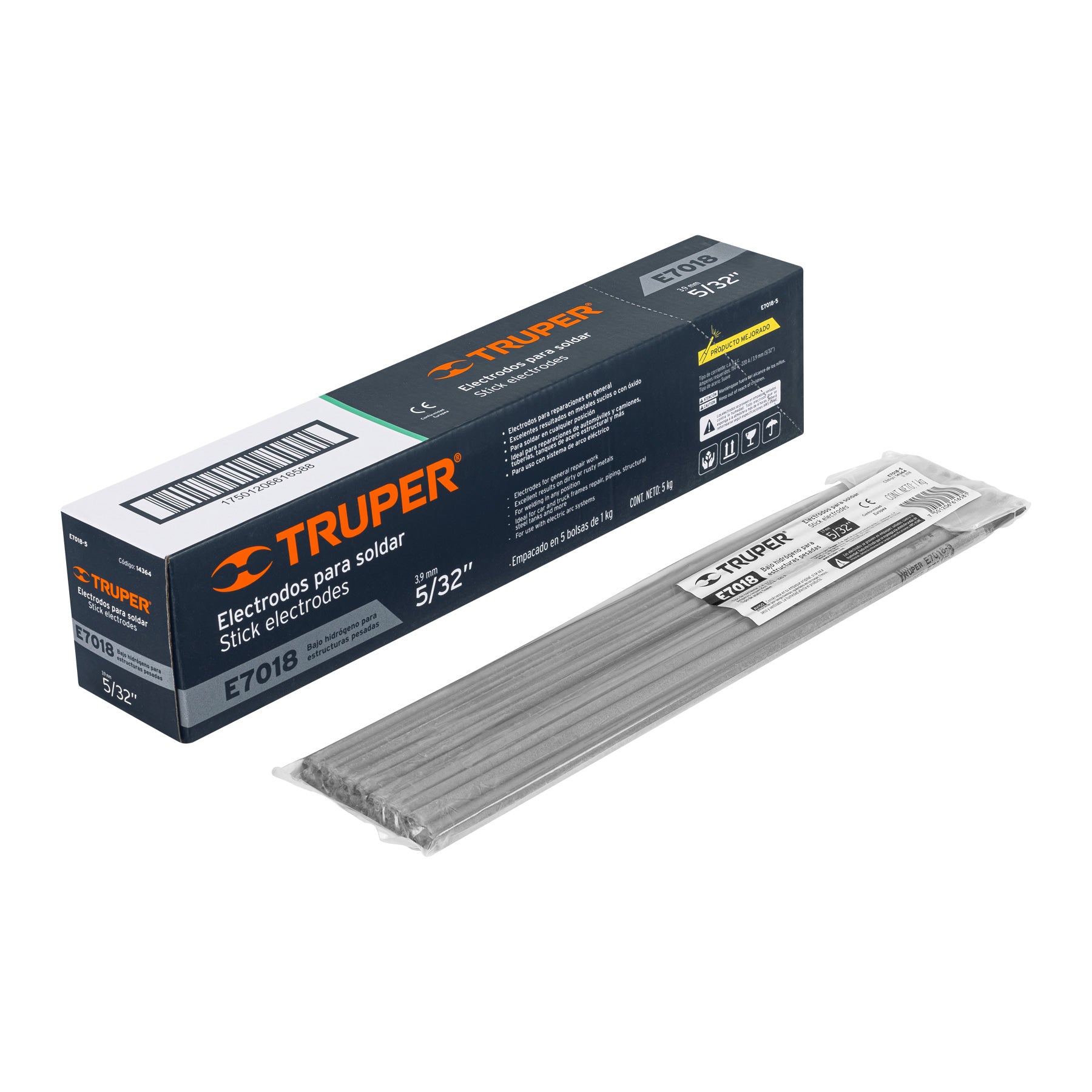 Truper E7018-5 Electrodo 7018 de 5/32', bolsa de 1 kg