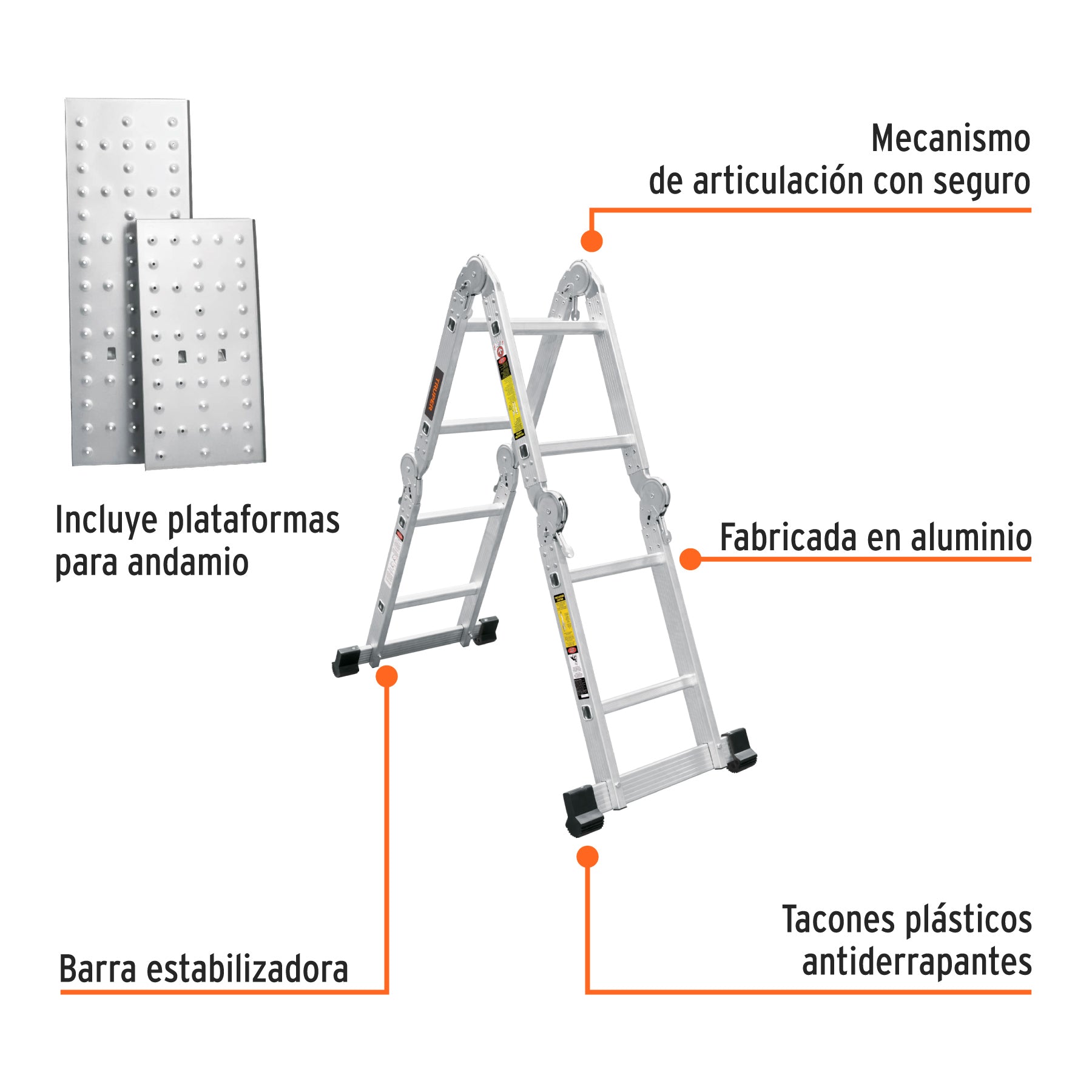 Truper ESMU-108 Escalera multiposición Tipo I 8 peldaños | Ferrenacional