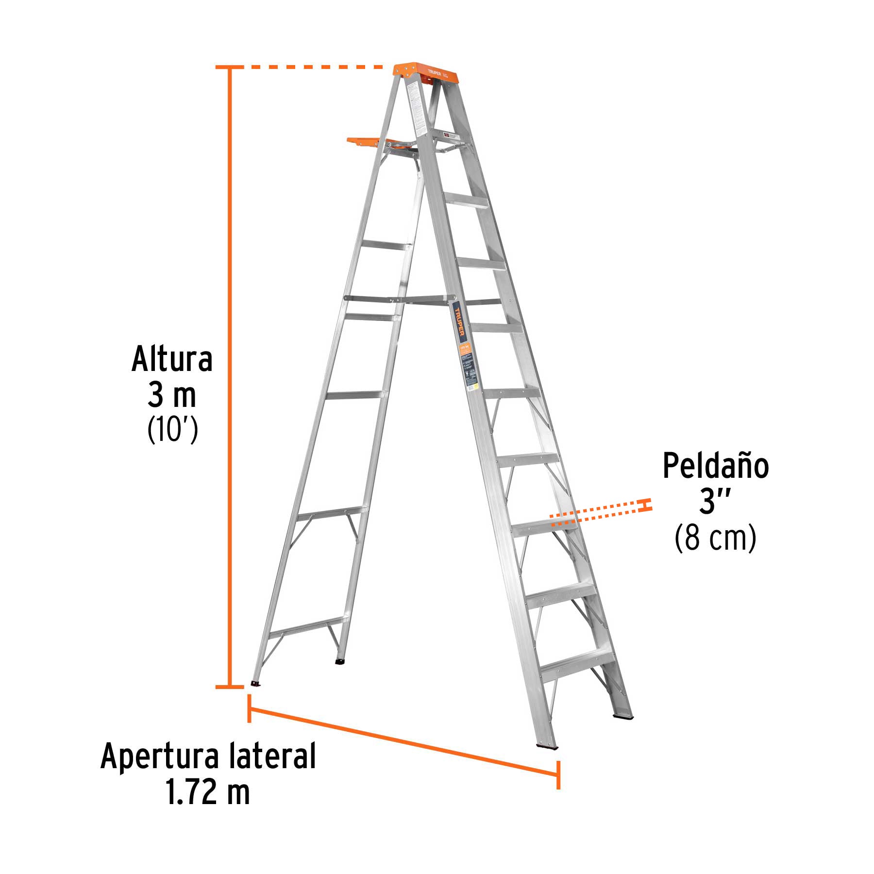 Escalera de Tijera de Aluminio 9 Peldaños - Truper EST-29