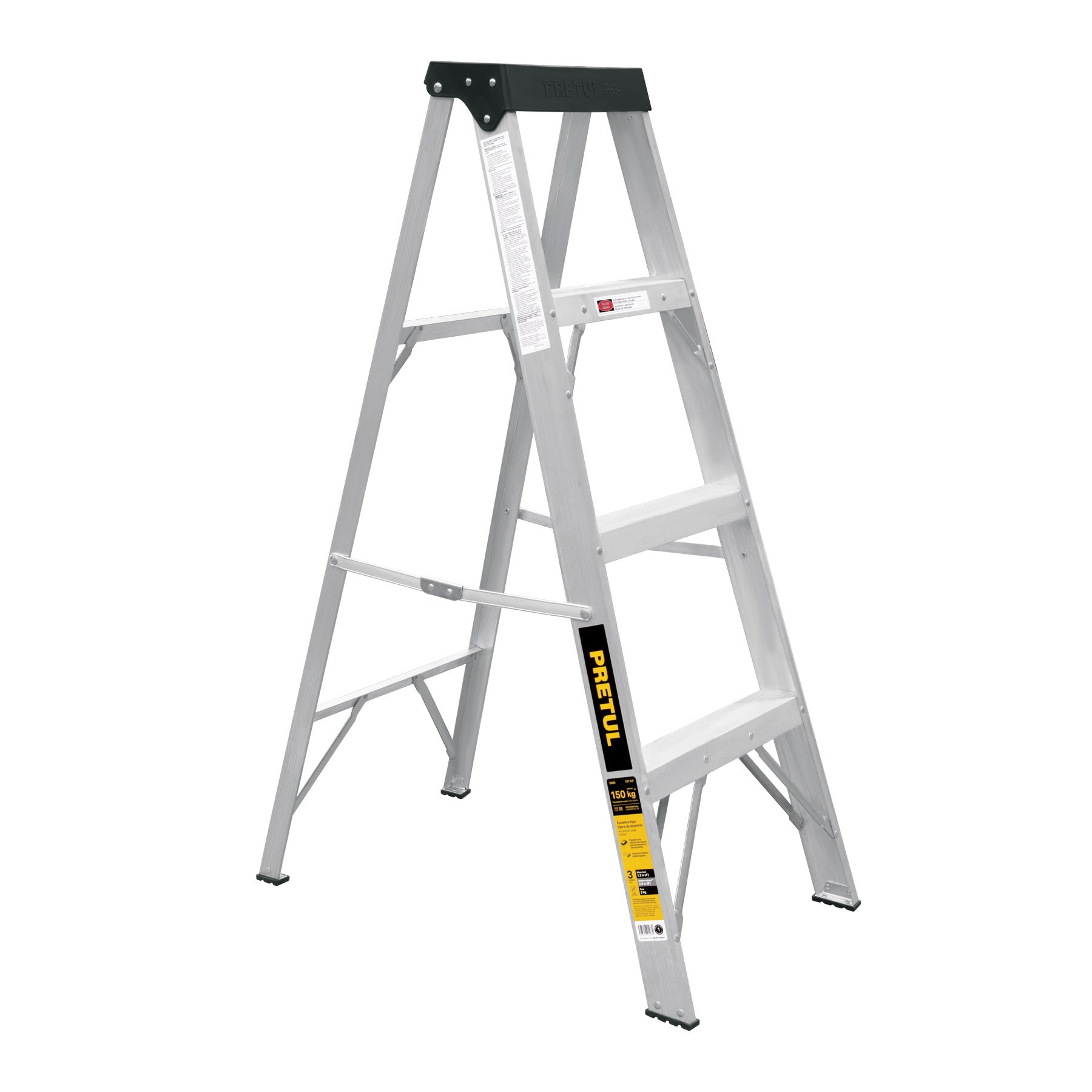 Escalera de Tijera de Aluminio 3 Peldaños con Bandeja - Pretul EST-33P