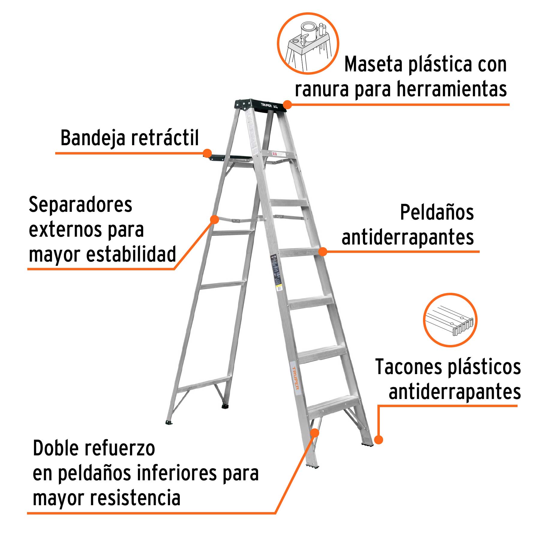 Truper EST-36 Escalera recta Tipo III 36 peldaños | Ferrenacional