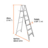 Escalera de tijera Truper ESTA-36 | Aluminio, 6 peldaños con bandeja