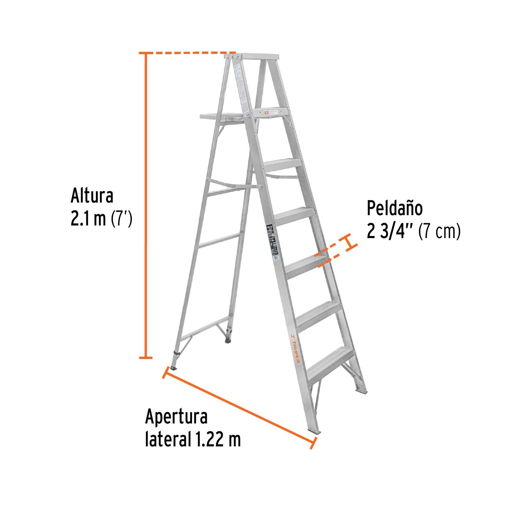 Truper ESTA-24 Escalera de tijera aluminio tipo II 4 peldaños | Ferrenacional