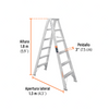 Truper ESTD-25 Escalera de tijera doble aluminio 5 peldaños | Ferrenacional