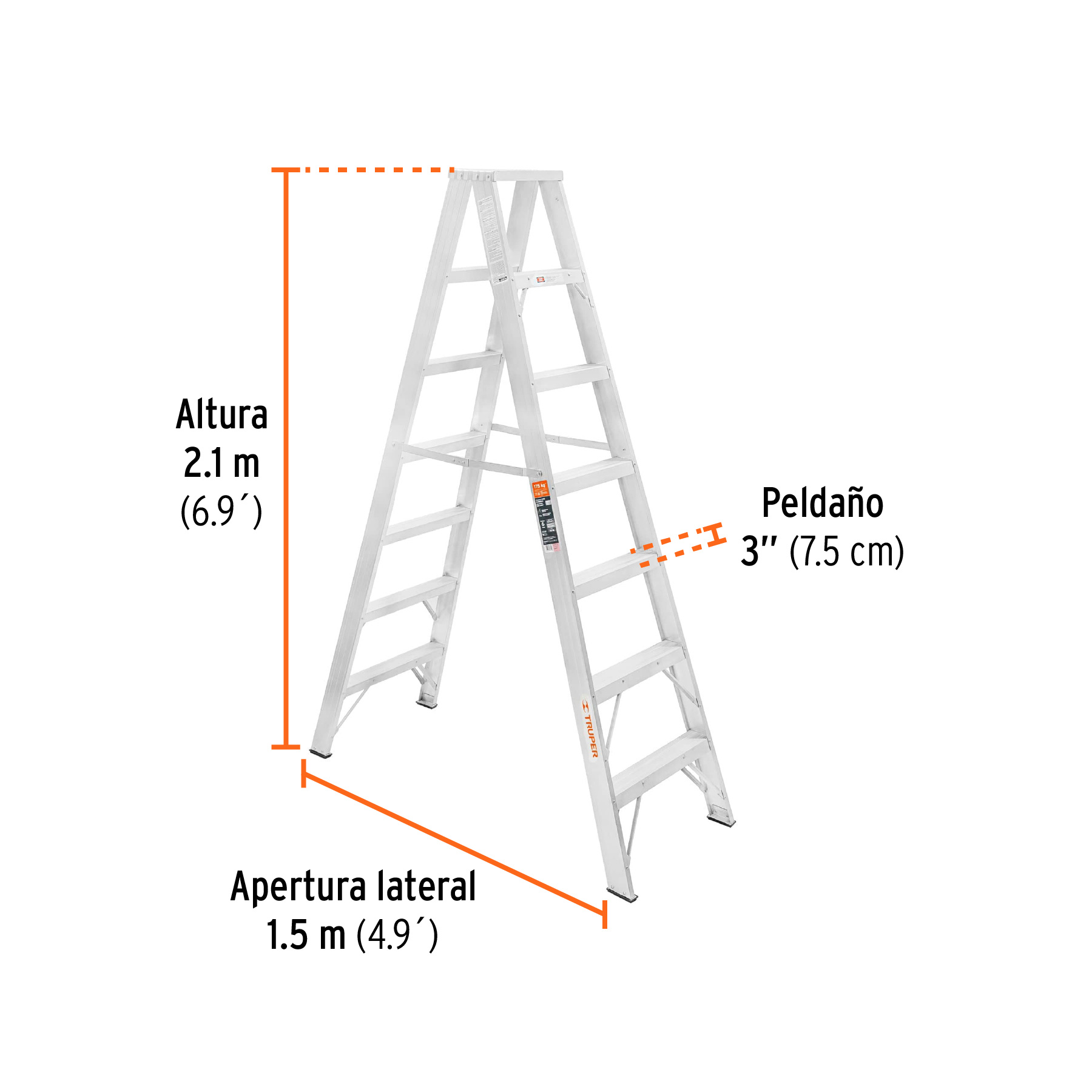 Truper ESTD-26 Escalera de tijera doble, tipo ll, 6 escalones | Ferrenacional