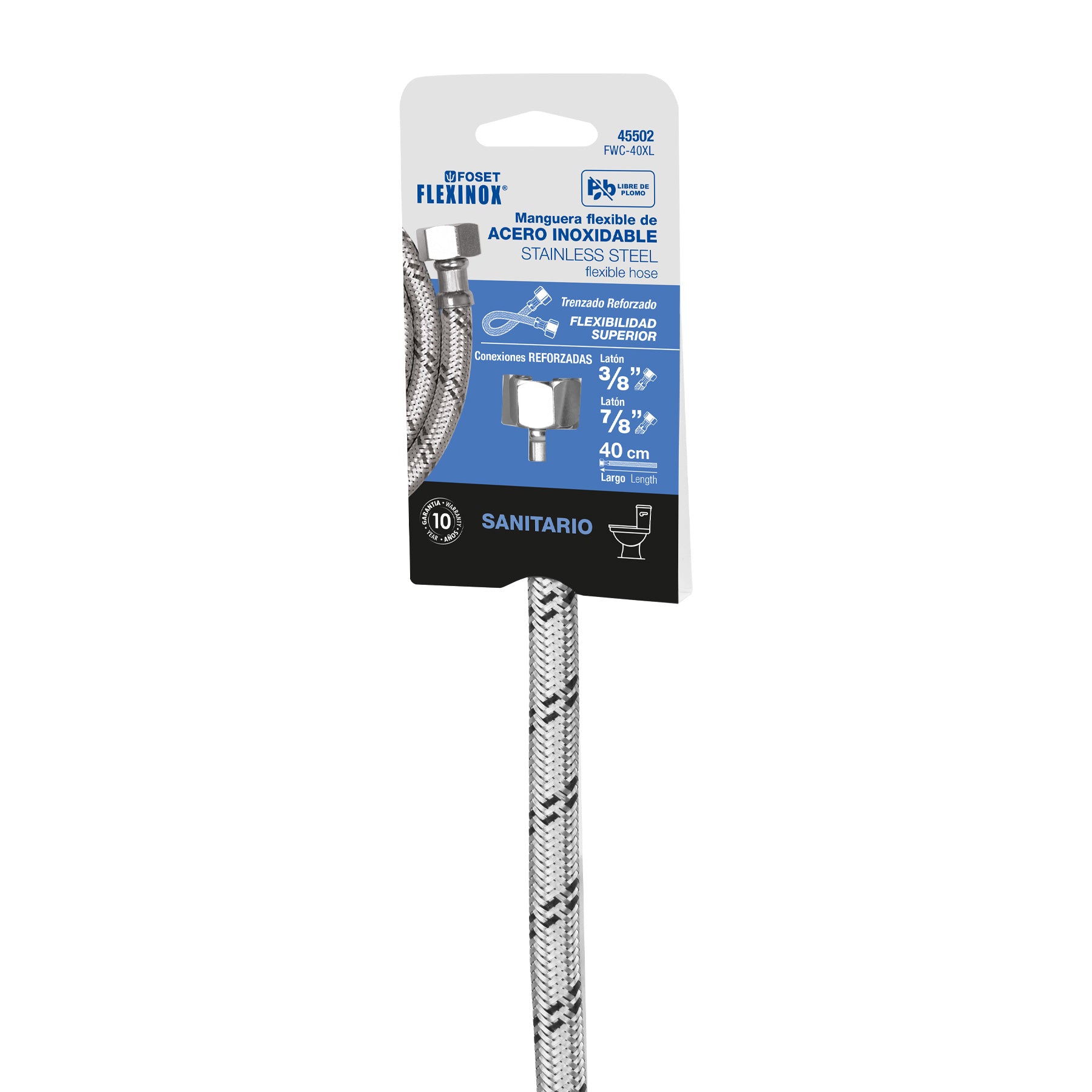 Foset FWC-40XL Manguera hule, 40cm,acero, conector plástico, usos generales