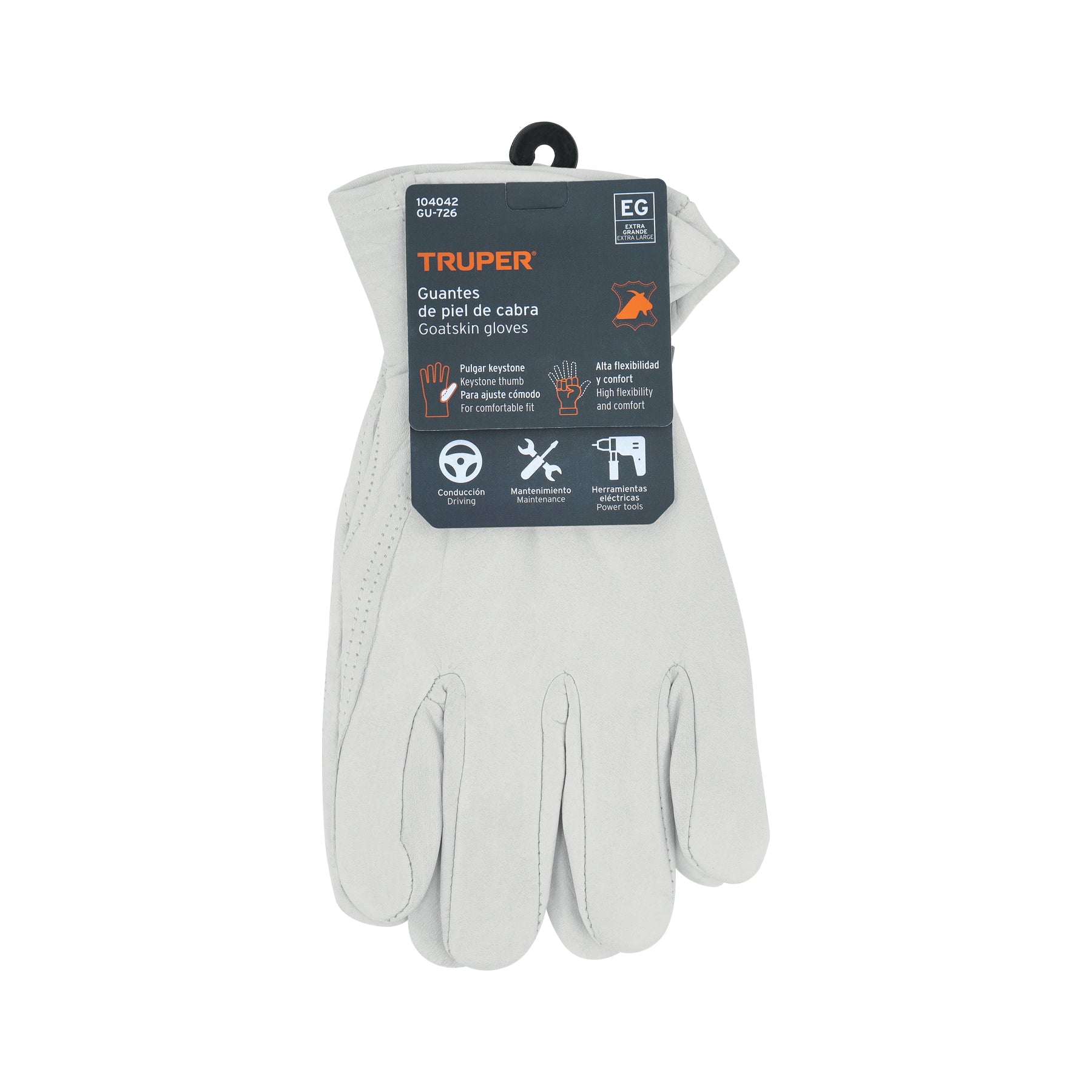 Guantes de Piel de Cabra Tipo Operador (Talla XG) - Truper GU-726