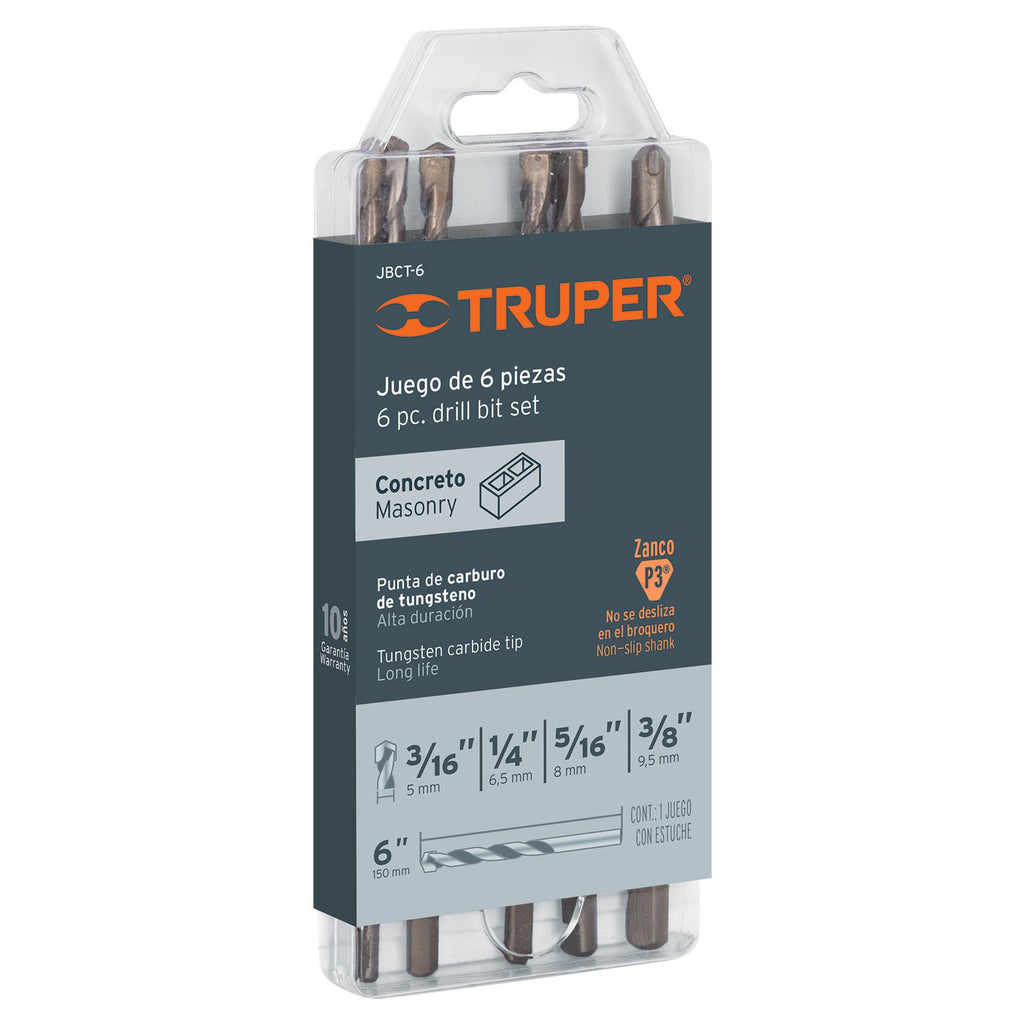 Truper JBCT-6 Juego de brocas para concreto, 6 piezas