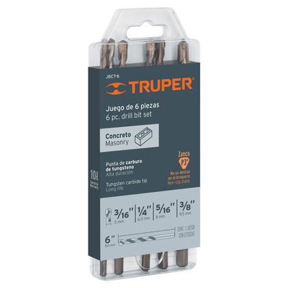 Truper JBCT-6 Juego de brocas para concreto, 6 piezas